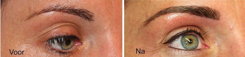 tatoeage microblading , ogen boven en onder